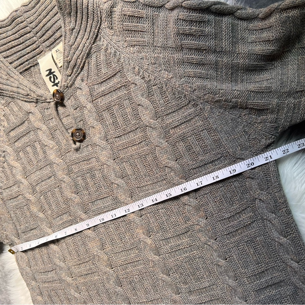 NSF High Neck Sweater XL Button Cable Knit Wool Linen Cotton Cashmere Pullover - Picture 6 of 11